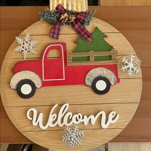 Festive Red Truck Holiday Wall Decor